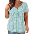 thumbnail image 2 of TIMIFIS Women's Plus Size Tunic Tops Summerhort Sleeve V Neck Blouses Ruffle Flowy Button Up T Shirts, 2 of 6
