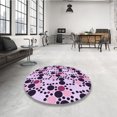 thumbnail image 4 of Ahgly Tapis Rond Lavable en Machine Intérieur Transitionnel Fleur Rose, 5 Pieds Rond, 4 of 7