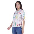thumbnail image 2 of Moomaya Womens Printed Top Roll-Up Sleeve Collar Neck Button-Down Shirt, 2 of 7