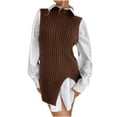 thumbnail image 2 of Women Fashion Casual Split Solid Color Knit Sleeveless All Match Vest Sweater, 2 of 5