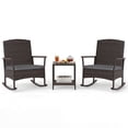 thumbnail image 4 of Costway 3 Piece Patio Rocking Bistro Set, 2 Rattan Armchairs with 2-Tier Side Table Mix Brown + Gray, 4 of 10