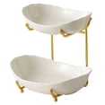 thumbnail image 3 of Siruishop Ceramic Fruit Bowl for Kitchen Counter Fruit Display Stand for Kitchen Snack Gold 2 Layer, 3 of 8