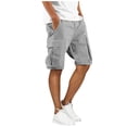thumbnail image 1 of Styesk Mens Shorts Man Solid-Color Loose Casual Multi-Pocket Drawstring Workwear Half Shorts Pants, 1 of 5