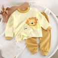 thumbnail image 2 of dmqupv Winter Pajama For Baby Girl Childrens Comfortable And Breathable Long Sleeved Home Clothes Cute Cartoon Pattern Pajama Set Yellow,Size for 3-4 Years, 2 of 3