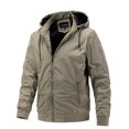 thumbnail image 1 of IROINNID Manteau d'Extérieur pour Hommes Offres Coupe Ample Tactique à Fermeture Éclair Imperméable Coupe-Vent Randonnée Veste à Capuche, Kaki, 1 of 3