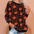 thumbnail image 1 of 50 % de Rabais Liquidation Chandail Surdimensionné pour Femmes 2023 Manches Longues Décontractées Col Rond Hauts Blouse Ample Imprimé Halloween Graphique Chandail, 1 of 6