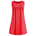 thumbnail image 2 of Innerwin Mini Dress Button Women Sundress Beach Solid Baggy Bohemian Red 3XL, 2 of 4