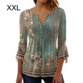 thumbnail image 4 of pitrice 3/4 Manches Tops Swing T-Shirt Été Tunique Attrayante Respirant Multicolore Longue Durée Plissé devant Vert à la Mode XXL, 4 of 5