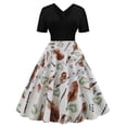 thumbnail image 1 of Birdeem Robe d'Été Décontractée pour Femme à Manches Courtes, à Bretelles, Col en V, à Empiècements, à Fermeture Éclair, Imprimée, Mi-Longue, Robe Ample, 1 of 7