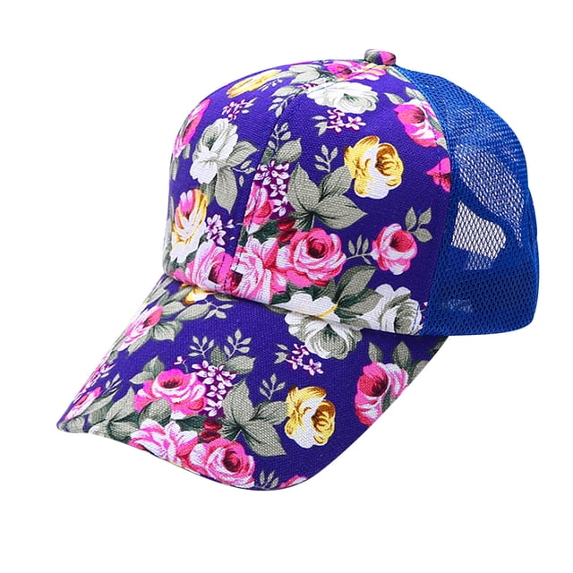 GDREDA Summer Hat Women's New Flower printing Sun Protection All-match Baseball Cap,Purple