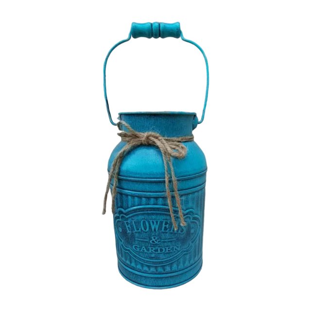 koolsoo Retro Iron Flower Bucket Multipurpose Smoothly Surface Rustic Garden Plant Pot Flower Pot Planter for Home Office Patios Decor blue