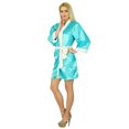 thumbnail image 4 of Bimba Women Short Satin Robe Velvet Belt Getting Ready Bridesmaid Robe Coverup, 4 of 8