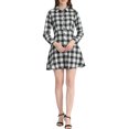 thumbnail image 1 of INSPIRE CHIC Robe Ligne A à Manches Longues à Carreaux pour Femmes avec Col Pointu et Boutons S Blanc, 1 of 5