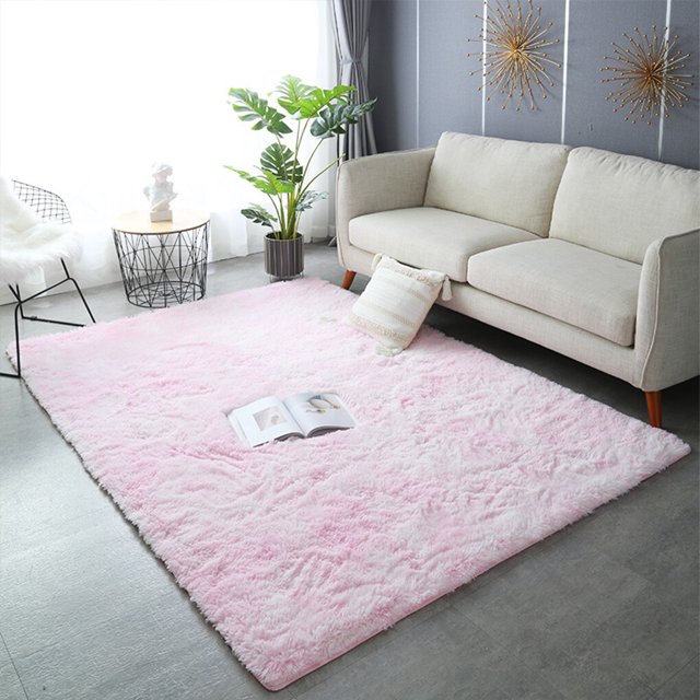 maskred Carpet Nordic INS Modern Simple Rectangle Rug Tie-Dye Plush Thick Derotation Mat Footcloth Guestroom Bedside Kitchen Sakura Pink