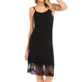 thumbnail image 1 of Femmes Écharpe Dentelle Couture Ourlet U Cou Couleur Unie Robe Midi, 1 of 7