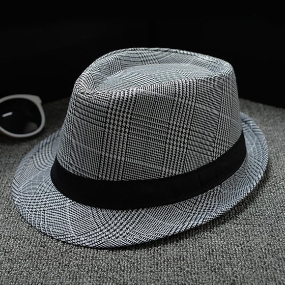 Men and Women Retro Jazz Hat Striped Print British Sun Hat Travel Sun Hat