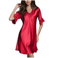 thumbnail image 1 of Bigersell Robes des Années 1920 pour Femmes en Liquidation Femme Col en V Manches Courtes au-Dessus du Genou Robe de Nuit Style D-101 Robes Maxi Dames Grande Taille Robes d'Été, Rouge 3TG, 1 of 6