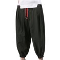 thumbnail image 2 of Mefallenssiah Men Casual Solid Fashion Tether Closure Loose Flared Leggings Trousers, 2 of 9