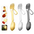 thumbnail image 3 of Maytalsory Stainless Steel Multifunctional Spork Integrated Meal Tableware Kitchen Gadgets for Outdoor Camping Picnic Gold 1Set, 3 of 6