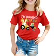 thumbnail image 4 of PMVFHDE T-Shirt Graphique à Manches Courtes Imprimé Lapin de Pâques pour Enfants, Col Rond, Décontracté, Printemps Été, Rouge, 6-7 Ans, 4 of 4