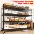 thumbnail image 2 of Commercial Heavy Duty Metal Wire Shelving Unit with Wheels – 4 Adjustable Tiers – 2640 lbs Capacity – Food Service Storage Rack for Industrial, Garage, Kitchen Use – 73.8"H x 59"W x 23.9"D, 2 of 6
