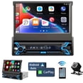 thumbnail image 1 of Naifay Stéréo de Voiture à Simple Din Compatible avec Apple Carplay et Android Auto, Radio de Voiture à Écran Tactile Dépliable de 7 Pouces avec Récepteurs Audio de Voiture Bluetooth Pliables, Lien Miroir/, 1 of 6
