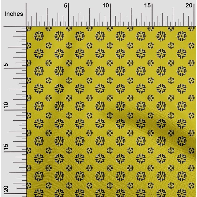 oneOone Silk Tabby Fabric Floral Block Printed Fabric 1 Yard 42 Inch Wide