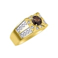 thumbnail image 3 of RYLOS Men's Rings Yellow Gold Plated Silver Designer Starburst 7MM Round Gemstone & Diamond Ring Smoky Quartz June  Size 11, 3 of 7