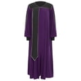 thumbnail image 3 of iefiel Womens Color Block Choir Robe Minister Pastor Robe Puff Sleeves Split Zipper Front Gown Graduation Gown DarkPurple XXL, 3 of 7