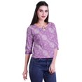 thumbnail image 2 of Moomaya Printed Keyhole Neck Ring Top Casual 3/4th Sleeve Tees Tank Tunic Top, 2 of 5