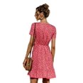 thumbnail image 2 of Nouvelle Robe à Imprimé Floral pour Femme, Couleur à Pois, Aguichant, Col en V, Patchwork, Volants, Style Plage, Bureau, Dame, Nouvelle Mini Robe, 2 of 2