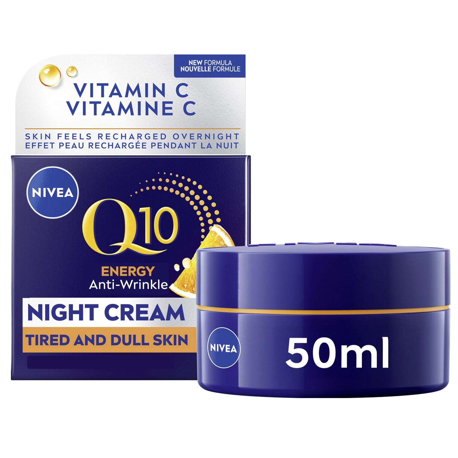 NIVEA Q10 Energy Anti-Wrinkle Night Face Cream, Tired-Looking and Dull Skin