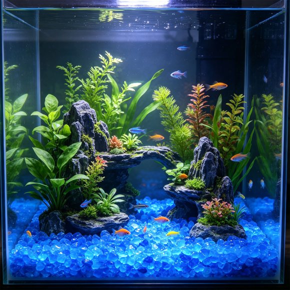 Glow in the Dark Aquarium Pebbles – Luminous Stones for Aquascaping, Fish Tank Decor, Vase Filler & Gardening – Non-Toxic Plastic Glowing Gravel for Nighttime Ambient Lighting