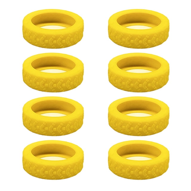 8 Pcs Housse Universelle pour Roues de Valise, Résistante à l'Usure, Housse pour Chariots, Housse pour Roulettes, Boîte à Bagages, Manchon Protecteur en Silicone pour Roulettes, Jaune