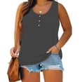 thumbnail image 1 of AherBiu Womens Plus Size Tank Tops Summer Sleeveless T-Shirts Tops Button down Loose Fitting Stretchy Tank Tops, 1 of 6