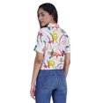 thumbnail image 4 of Moomaya Haut Court Imprimé pour Femmes Été Décontracté T-Shirt à Col à Fermeture à Glissière, 4 of 7