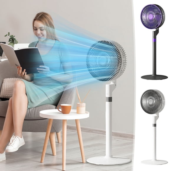 Rewenti Home Fan - Floor Desk and Stand Fan with Strong Wind Low Noise - Usb Charge Outdoor Use 3 - Speed 3 - Concave Blades