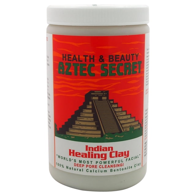 Argile de Guérison Indienne par Aztec Secret pour Unisexe - Argile de 2 Lb. un Pot de 2 Livres d'Argile de calcium bentonite Naturelle Conçu pour un Nettoyage en Profondeur des Pores et Convenant à Tous les types de Peau. le Pot Présente une Étiquette Rouge Vibrante avec un Graphique Pyramidal et un Texte Audacieux Mettant en Valeur Ses Bienfaits pour une Peau Lisse et Douce.
