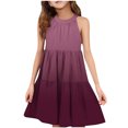 thumbnail image 2 of NTACZA Robe de Printemps pour Filles à Encolure Évasée, Décontractée, Sans Manches, Robe d'Été Plissée, Ombre, Robe Midi Tournoyante pour Adolescente 110, 2 of 6