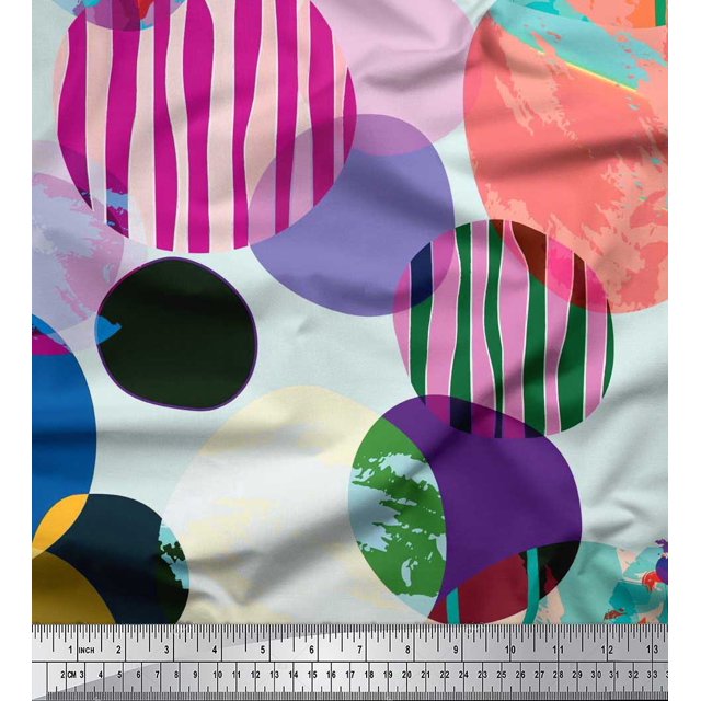 Tissu de Coton Cambric Texture & Coloré Points Impression Tissu par Yard 42 Pouces de Large