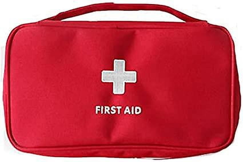 1 x Empty Safety First Aid Bag, Portable Travel First Aid Kit Mini Medical Bag, Empty Medicine Pack Storage Bag (Red)