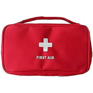 1 x Empty Safety First Aid Bag, Portable Travel First Aid Kit Mini Medical Bag, Empty Medicine Pack Storage Bag (Red)