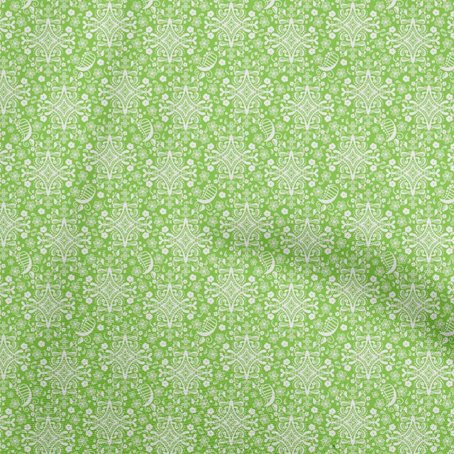 oneOone Polyester Spandex Green Fabric Asian Ornamental Craft Projects Decor Fabric Printed By The Yard 56 Inch Wide
