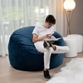 thumbnail image 2 of Gouchee Home Ava 4ft. Velvet Foam Bean Bag Chair – Navy Ultra-Soft Lounge Chair with Pre-Cut Foam Filling, Removable Cover & Machine Washable for Living Room, Dorm, or Playroom, 2 of 5