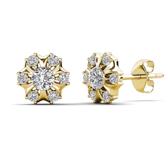 Cate & Chloe Millie Boucles d'Oreilles Clous Plaquées Or Jaune 18k avec Cristaux Swarovski Cadeau pour Femmes