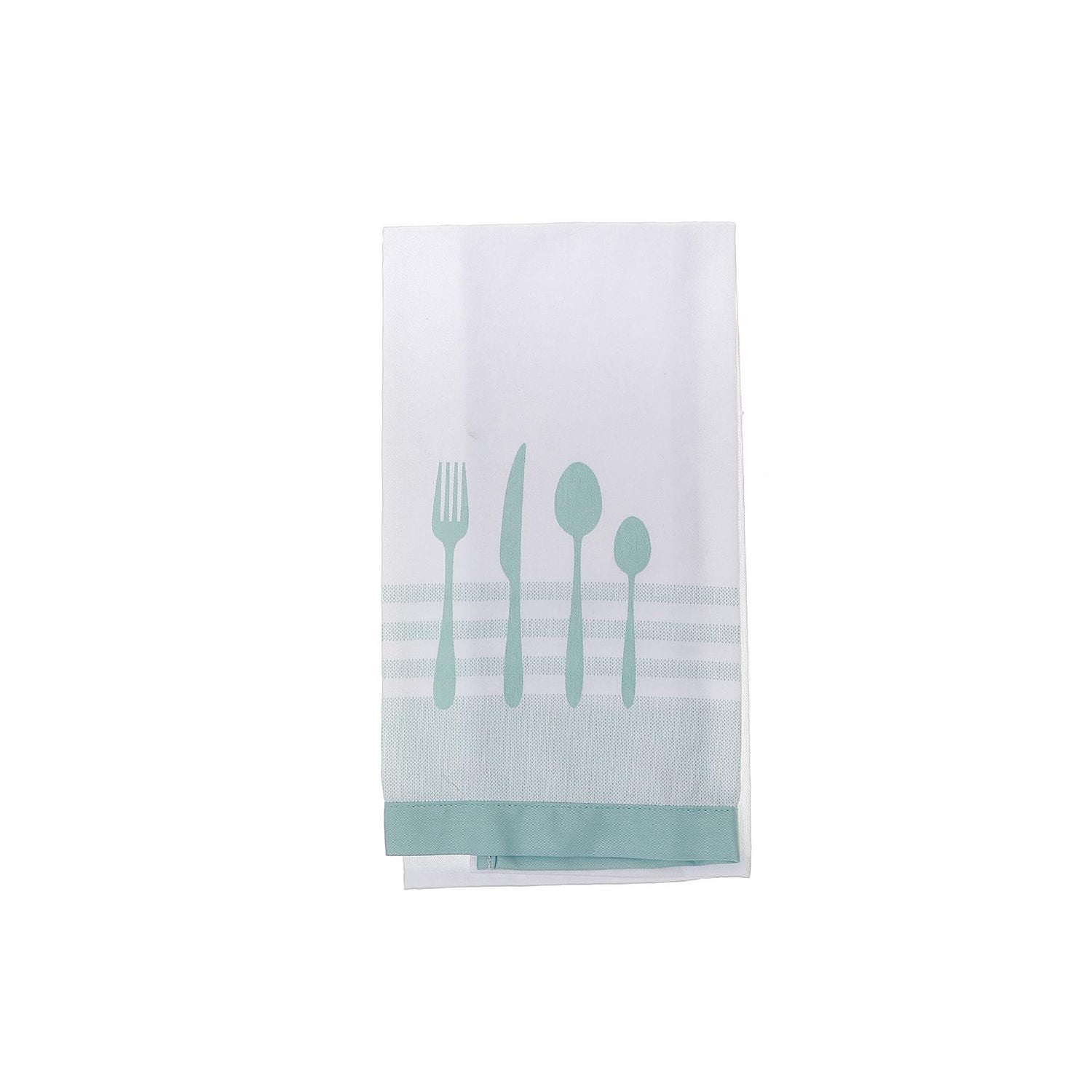 Utensil Front Stitched Tea Towel Blue - Set of 6