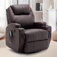 thumbnail image 1 of YSICK Swivel Rocker Recliner Chair with Massage PU Leather for Living Room,Brown, 1 of 7