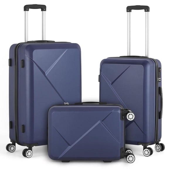 HIKOLAYAE Bagages verticaux avec roulettes à 8 roues en bleu azur, 3 pièces - Conforme à la TSA