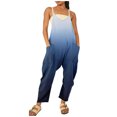 thumbnail image 1 of B91xZ Combinaison à Jambes Larges pour Femmes Décontractée Ample Sans Manches Bretelles Réglables Combinaisons à Jambes Larges avec Poches, Bleu Foncé S, 1 of 4
