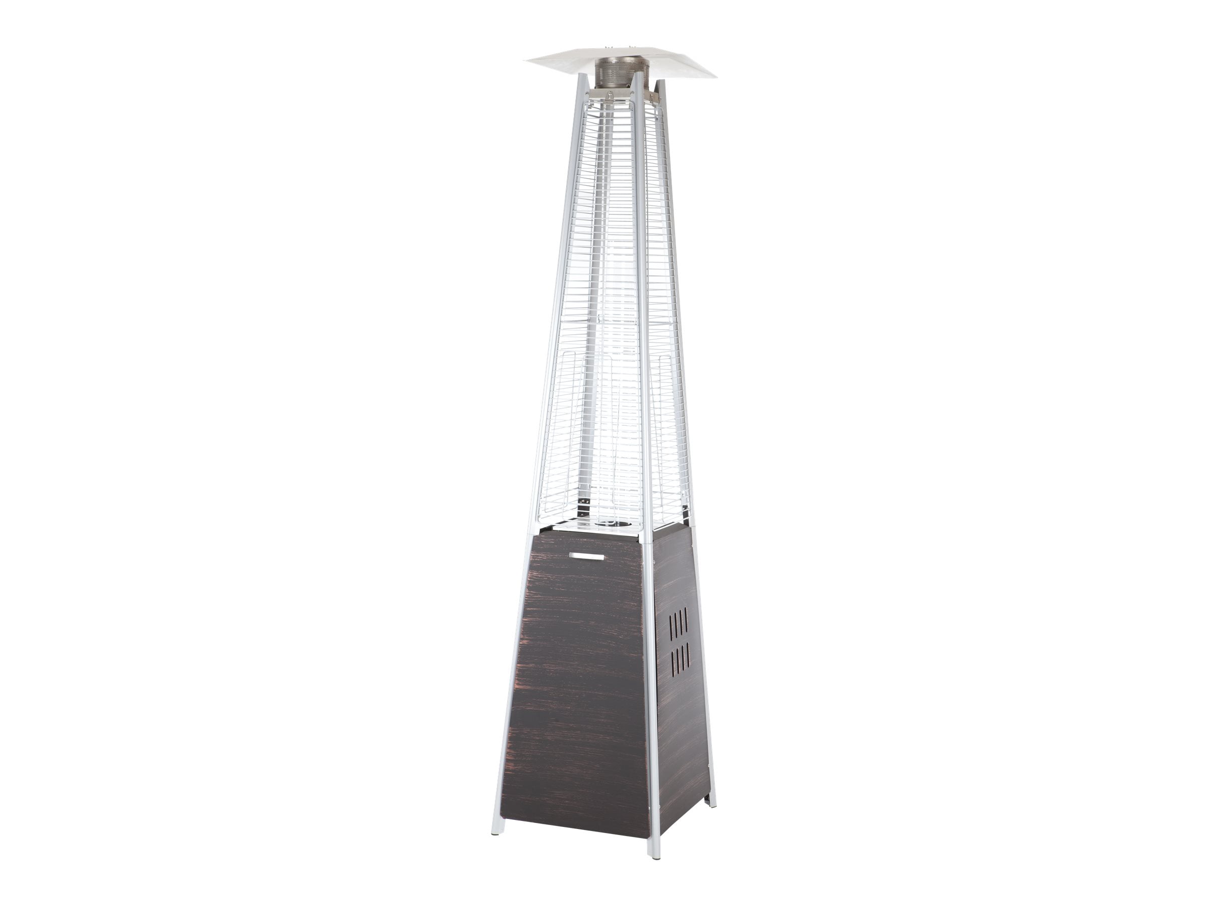 Fire Sense Coronado Brushed Brozne Pyramid Flame Heater with Wheels | Beautiful Tall Flame | Uses 20 Pound Propane Tank | 40,000 BTU Output | Portable Outdoor and Patio Heat Lamp
